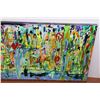 Image 3 : * Modern Art "Spring" & Pennies Border on Canvas - 24" x 48"