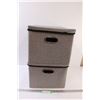 Image 1 : (2) Cloth Foldable Storage w/ Lids - 18" x 10" x 14"