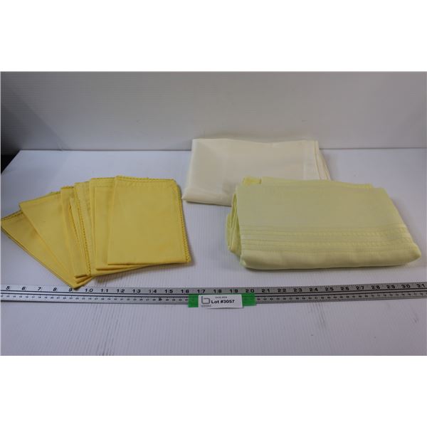 (2) Yellow Table Cloths & (6) Napkins Set