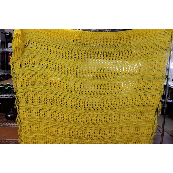 Yellow Afghan - Throw Size - Good Condition