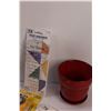 Image 7 : (2) Bicycle Baskets & Large Quilting/Sewing Accessories Lot - Assorted & 5" Planter Pot
