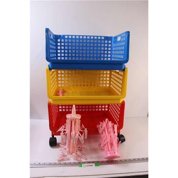 Three Tier Kids Toy Storage w/Wheels & (2) Pink Sock Air Dryers