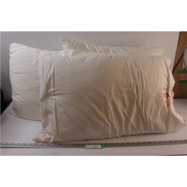 (3) Pillows (One Has Embroidered Pillow Case)