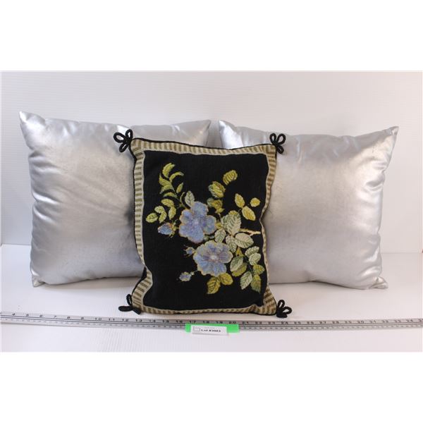 (3) Throw Pillows (One Embroidered)