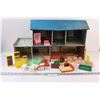 Image 1 : Vintage Metal Doll House w/Various Furniture Sets - Some Wear