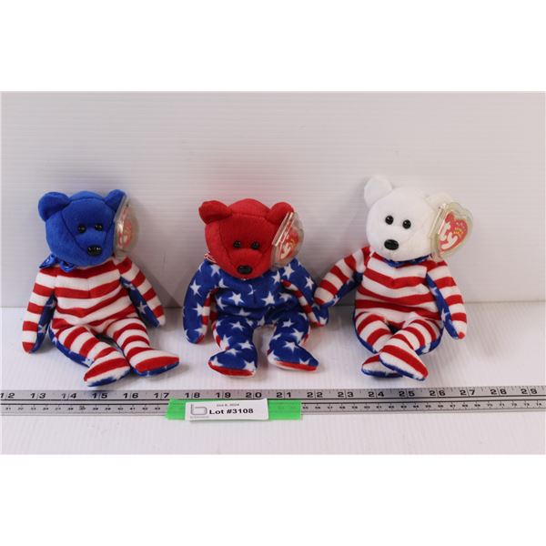 (3) Beanie Babies - America Edition/Red, White & Blue