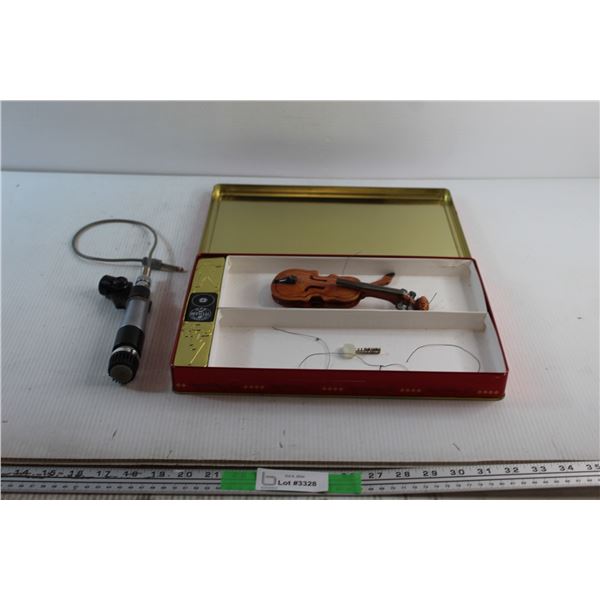 Elvis Presley Tin, Violin Ornament and Vintage Microphone