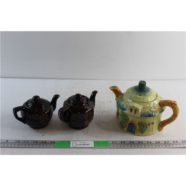 (3) Ceramic Tea Pots - Chipped