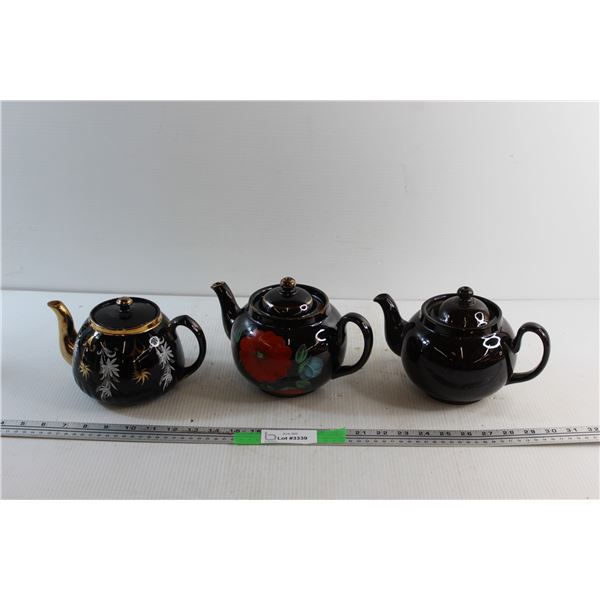 (3) Ceramic Tea Pots - Cracked Lid & Chips