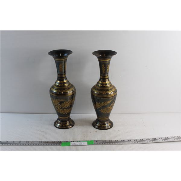 (2) Brass Vases 13''