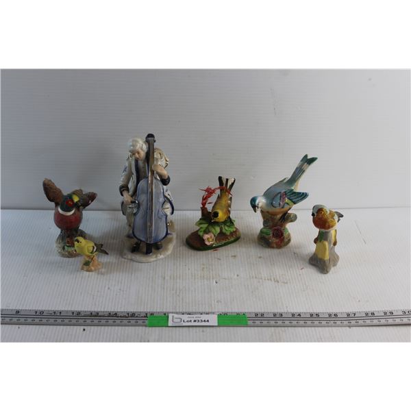 Assorted Birds & Cellist Decorations