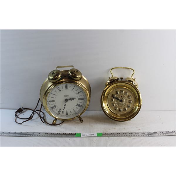 (2) Vintage Brass United & Europa Clocks - As Is