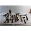 Image 1 : Pliers, Chiselers, Hammer, Hatchet, Brush, Bernz o Matic Tank and Assorted Tools