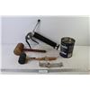 Grease Gun (leaking) - (2) Rubber Mallets - Nails - Fire Extinguisher Holder