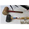 Image 3 : Grease Gun (leaking) - (2) Rubber Mallets - Nails - Fire Extinguisher Holder