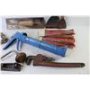 Image 5 : (2) Wood Chisels - 14" Pipe Wrench - Caulking Gun - Hand Drill - Rasp - Trowel (2) Mud Knives
