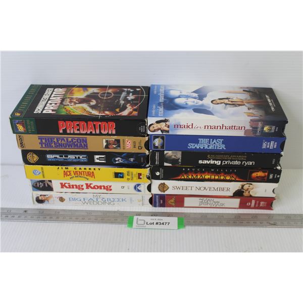 (12) VHS Tapes - The Last Star Fighter - King Kong - Saving Private Ryan - Sweet November - Ace Vent