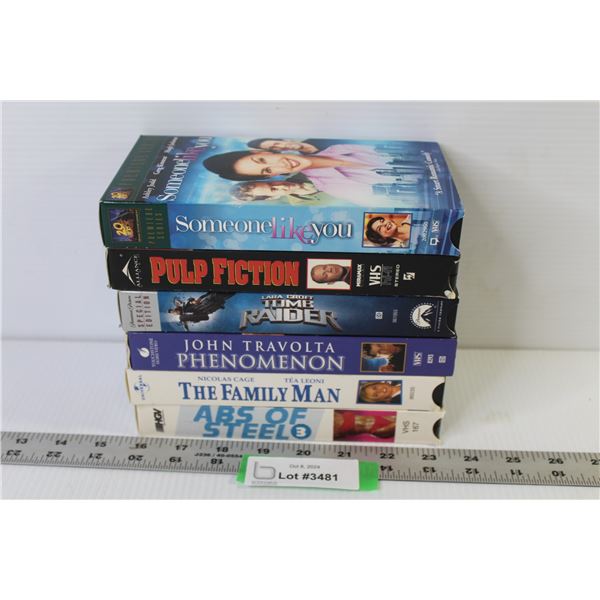 (6) VHS Tapes - The Family Man - Tomb raider - Phenomenon - Abs of Steel