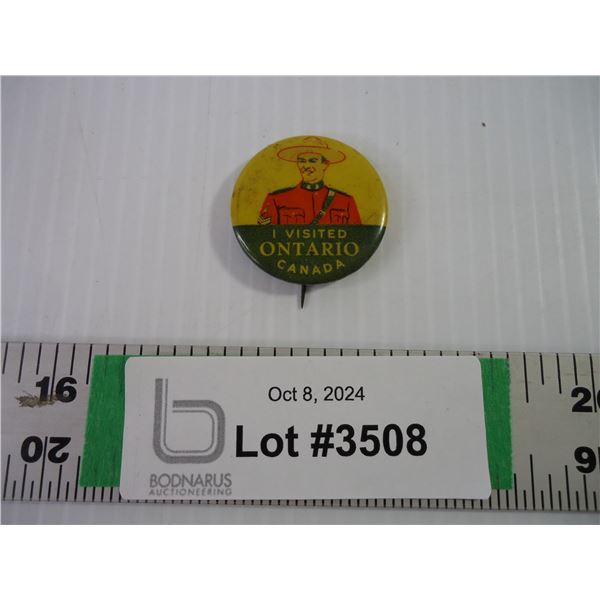 Vintage 1950's Souvenir Pin-I Visited Ontario Canada