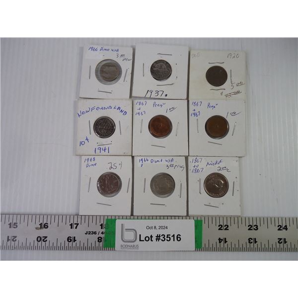 (9) Assorted Canadian and American Coins-list in last picture