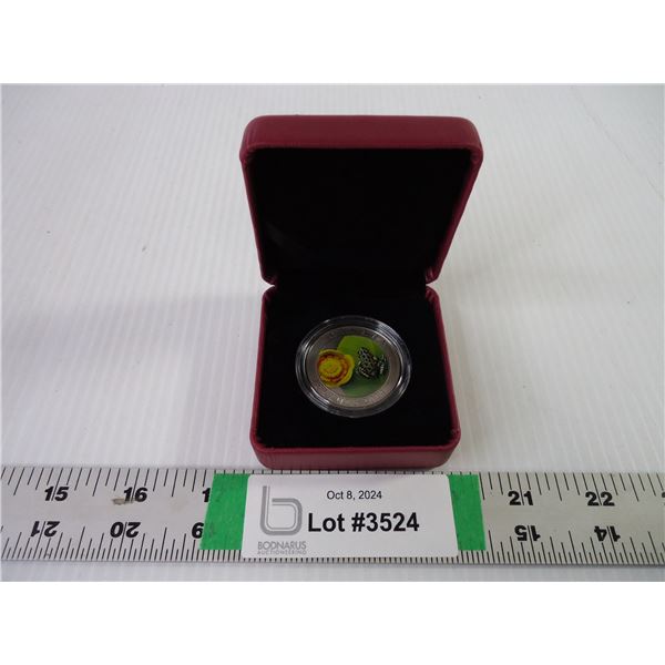 2014- 25 cent Coloured Coin-Water Lily and Leopard Frog