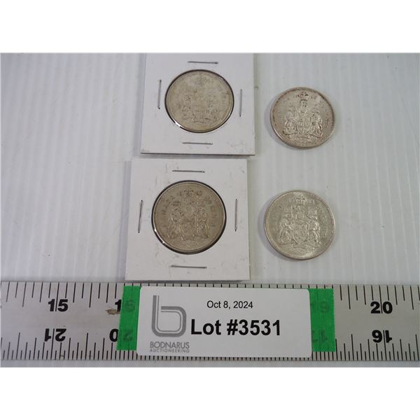 1960,1962,1964 and 1966 Canadian 50 Cent Coins