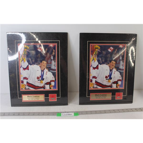 (2) Mario Lemieux Gold Medal Champion Canada Plaques - 12 1/2" x 16"