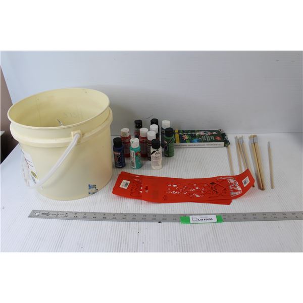 Assorted Acrylic Paint Supplies