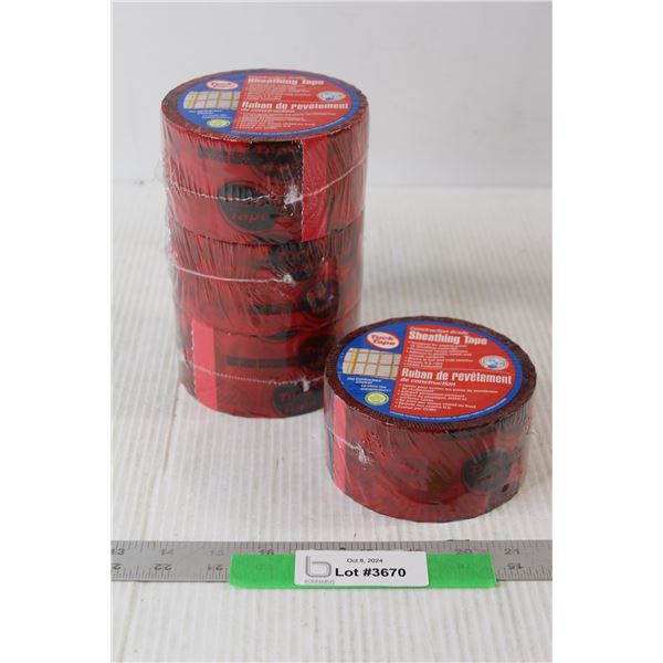 (4) Rolls of Construction Grade Sheathing Tape (Tuck Tape) - Still Sealed 60mm x 66m