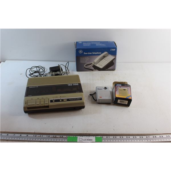Sanyo Voice Activation System, Two Line Telephone and MTC AM Transistor Radio - As Is
