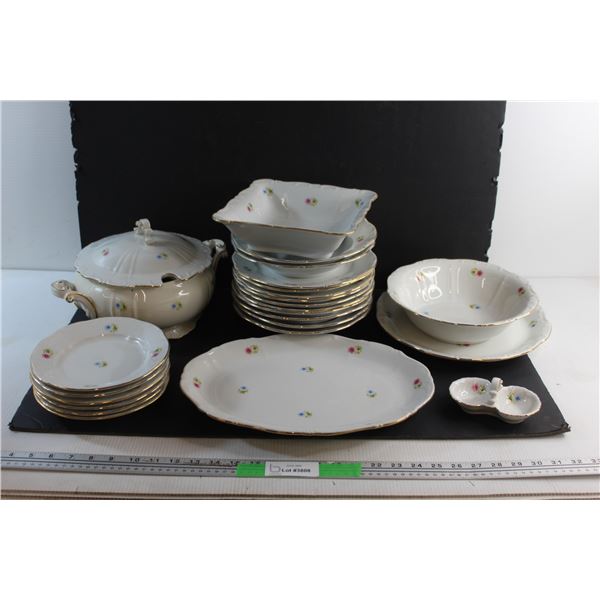 24 pc Zsolnay Dish Set - Plates, Soup Bowl, Bowl, Serving Tray and Salt & Pepper Tray