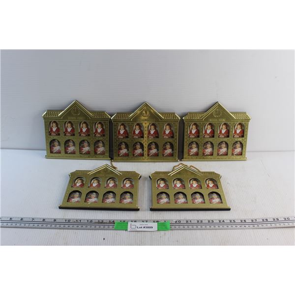 (5) Brass School House Wall Photo Frames