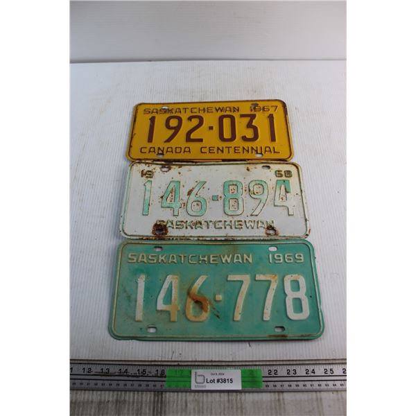 Vintage 1967-69 Saskatchewan License Plates