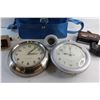 Image 3 : Faux Leather Bag, Vintage Wall Clocks and Alarms - As Is