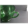 Image 13 : Hostess Glass Set (4) Plates and (1) Cup and (4) Green Glass Tea Cups