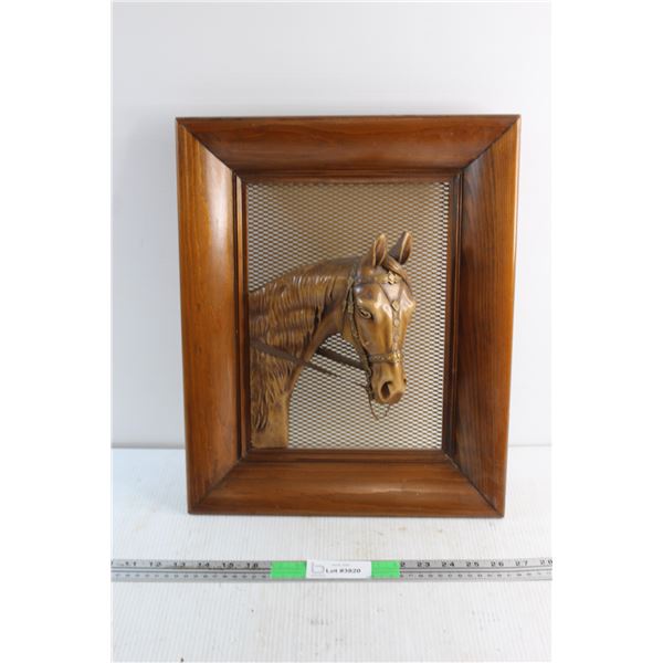 3D Framed Wooden Horse Head Wall Decoration 17'' x 14''