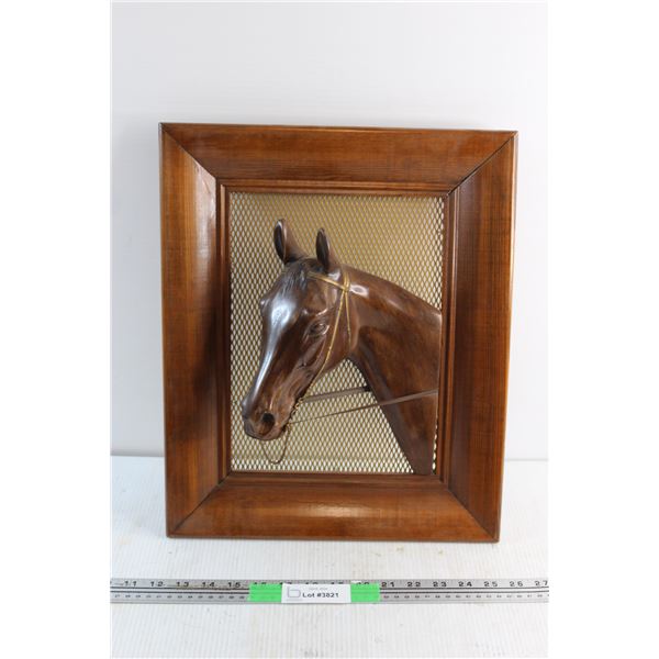 3D Framed Wooden Horse Head Wall Decoration 17'' x 14''