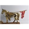 Image 2 : Brass Horse on a Wooden Stand with a Union Jack Flag