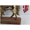 Image 5 : Brass Horse on a Wooden Stand with a Union Jack Flag
