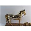 Image 7 : Brass Horse on a Wooden Stand with a Union Jack Flag