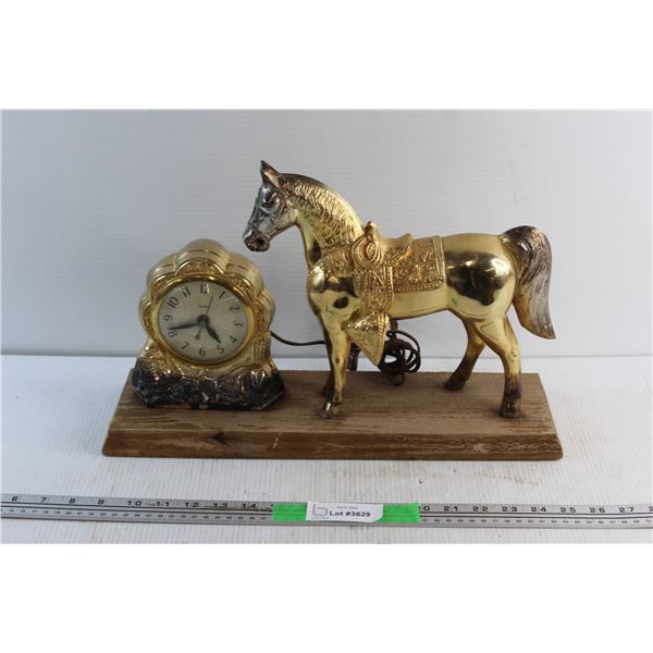 Vintage United Brass Horse Clock - As Is