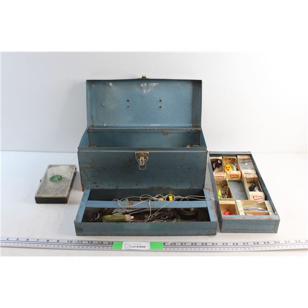 Tool Box with Assorted Fishing Supplies - Lures, Hooks and Misc.