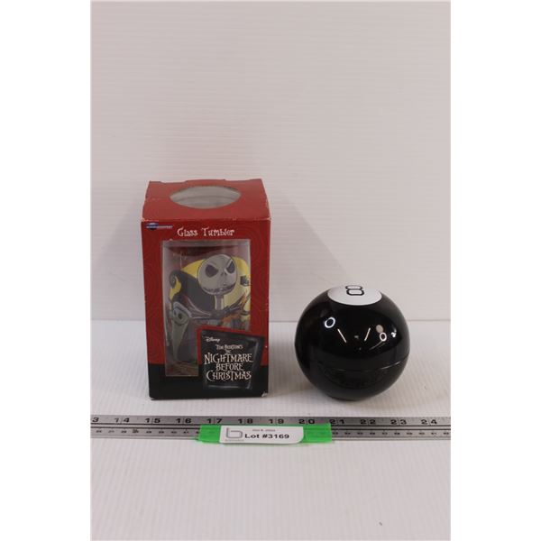 Nightmare Before Christmas Cup in Box & Magic 8 Ball - Works