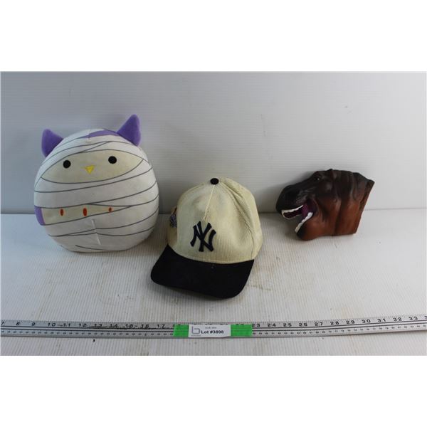 Plush Toy, Vintage Yankies Cap and Hippopotamus Rubber Head