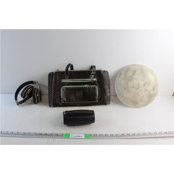 Wireless Headphones, Portable Speaker, Ladies Purse and Moon Wall Lamp - As Is