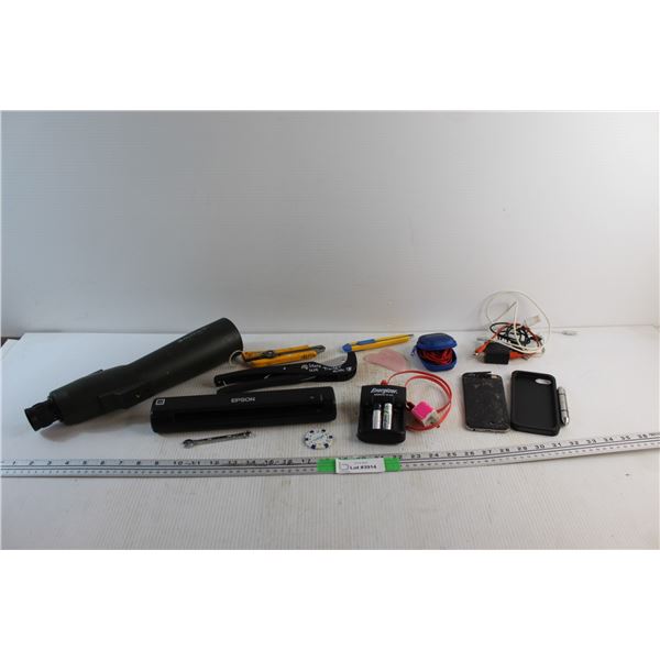 Celestron Refractor Optical Tube, iPhone 6, Box Cutters, WestJet Headphones, Guasha and Assorted Ite