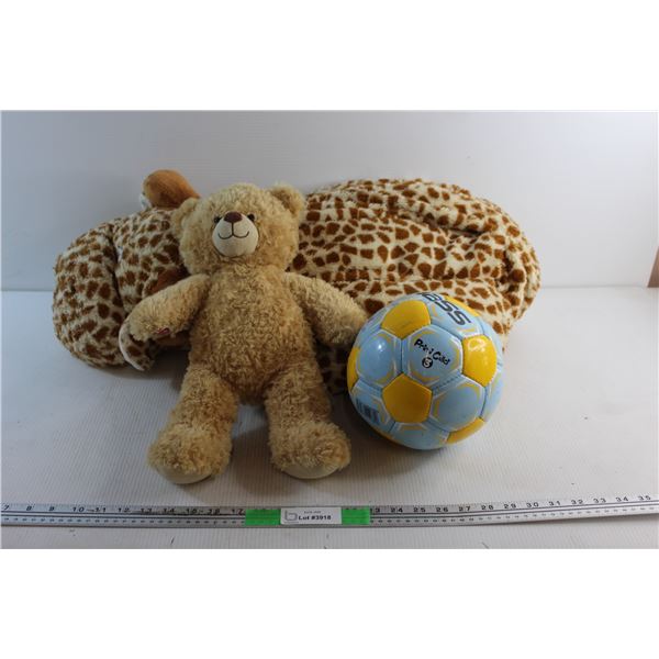 *Plush Bear, Soccer Ball and Giraffe Floor Mat