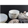 Image 2 : 12 pc Plates & Bowls Set and Kitchen Towels
