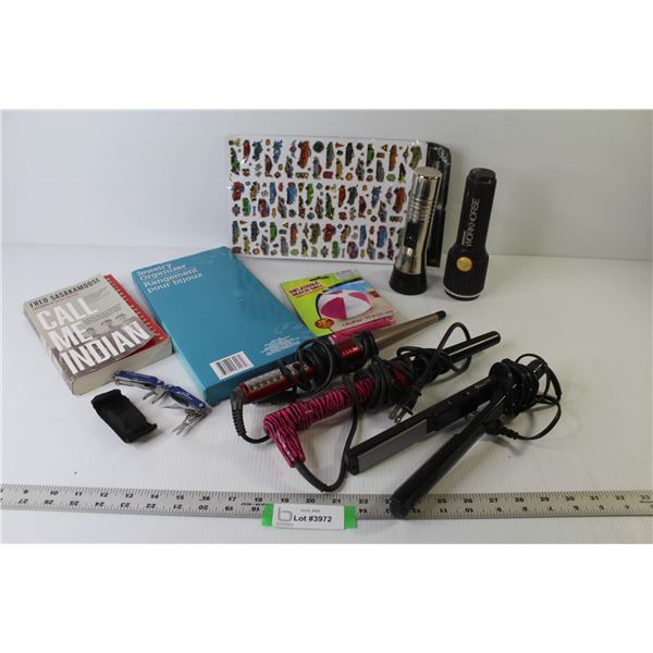 Stickers - (2) Flashlights - Book (Call Me Indian) - Jewel Organizer in Box - Inflatable Beachball -