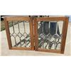 Image 1 : LEADED BEVEL GLASS WINDOWS, PAIR